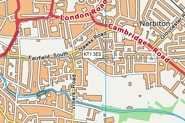 KT1 3ES map - OS VectorMap District (Ordnance Survey)