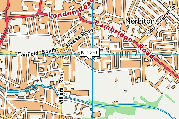 KT1 3ET map - OS VectorMap District (Ordnance Survey)