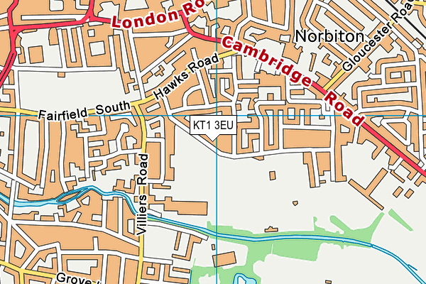 KT1 3EU map - OS VectorMap District (Ordnance Survey)