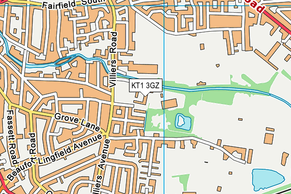 KT1 3GZ map - OS VectorMap District (Ordnance Survey)