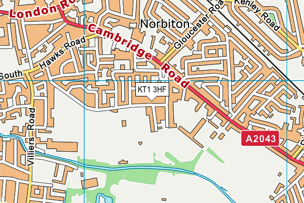 KT1 3HF map - OS VectorMap District (Ordnance Survey)