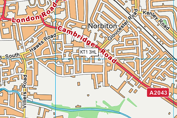 KT1 3HL map - OS VectorMap District (Ordnance Survey)