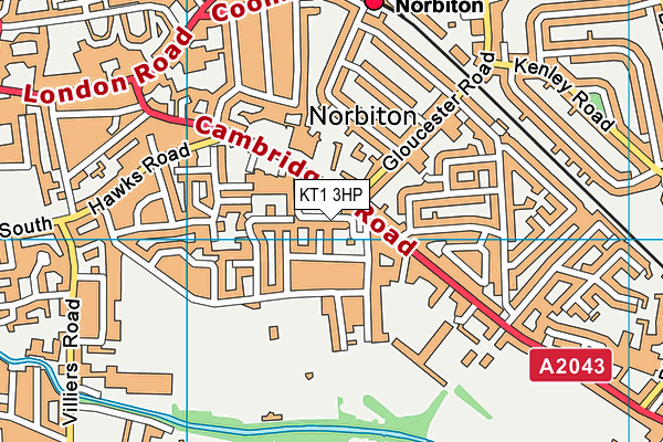 KT1 3HP map - OS VectorMap District (Ordnance Survey)