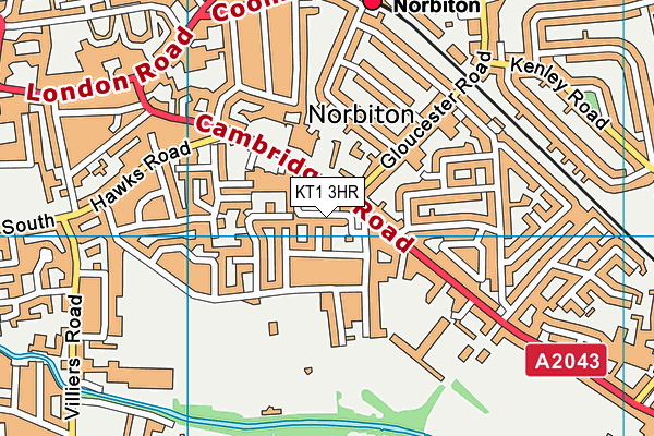 KT1 3HR map - OS VectorMap District (Ordnance Survey)