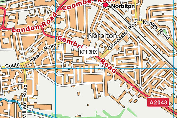 KT1 3HX map - OS VectorMap District (Ordnance Survey)