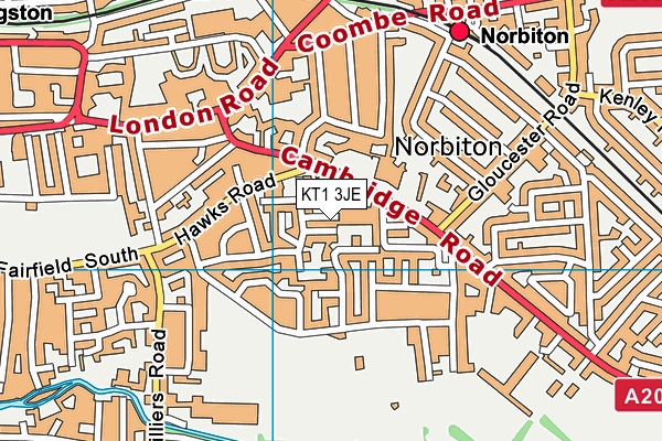 KT1 3JE map - OS VectorMap District (Ordnance Survey)