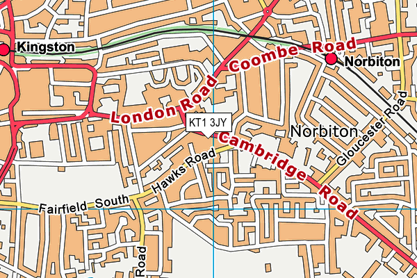 KT1 3JY map - OS VectorMap District (Ordnance Survey)