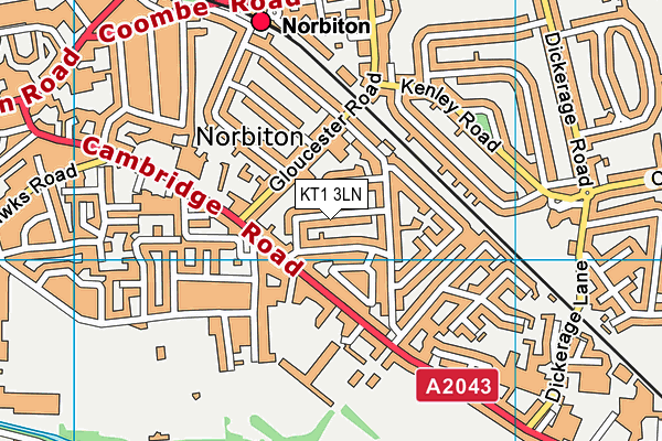 KT1 3LN map - OS VectorMap District (Ordnance Survey)