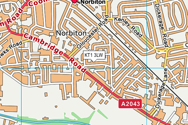 KT1 3LW map - OS VectorMap District (Ordnance Survey)