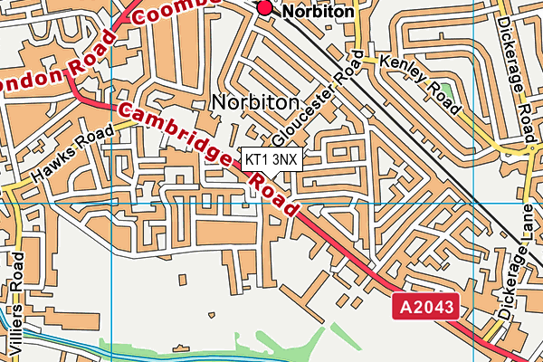 KT1 3NX map - OS VectorMap District (Ordnance Survey)