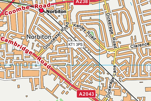 KT1 3PS map - OS VectorMap District (Ordnance Survey)