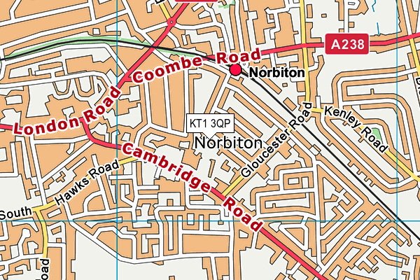 KT1 3QP map - OS VectorMap District (Ordnance Survey)