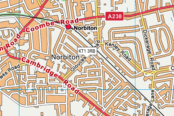 KT1 3RB map - OS VectorMap District (Ordnance Survey)