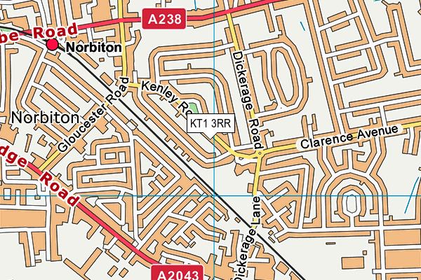 KT1 3RR map - OS VectorMap District (Ordnance Survey)