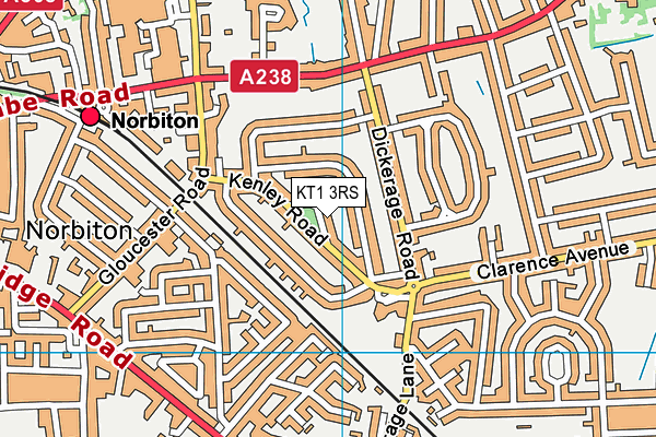 KT1 3RS map - OS VectorMap District (Ordnance Survey)