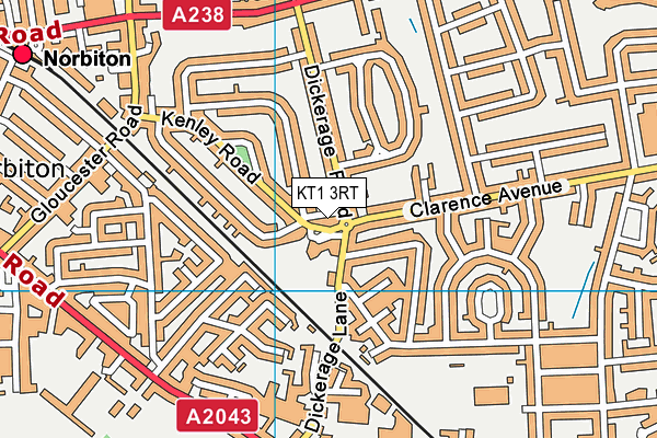 KT1 3RT map - OS VectorMap District (Ordnance Survey)