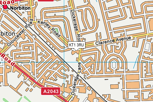 Dickerage Sports And Community Centre map (KT1 3RU) - OS VectorMap District (Ordnance Survey)