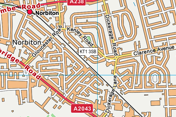 KT1 3SB map - OS VectorMap District (Ordnance Survey)