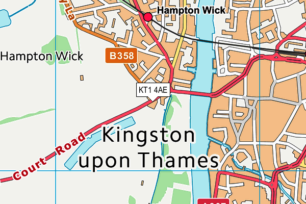 KT1 4AE map - OS VectorMap District (Ordnance Survey)