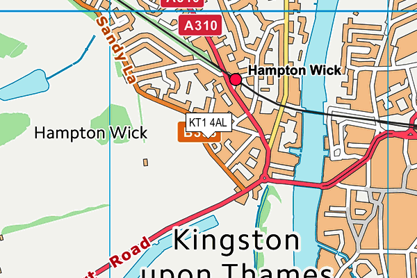 KT1 4AL map - OS VectorMap District (Ordnance Survey)