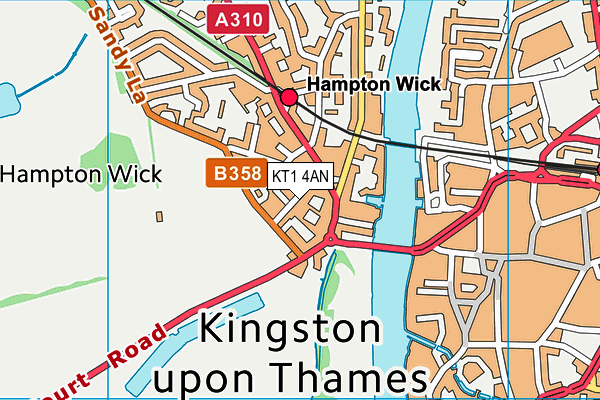 KT1 4AN map - OS VectorMap District (Ordnance Survey)