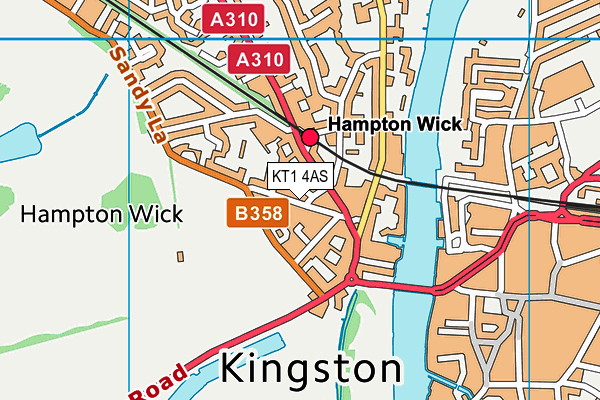 KT1 4AS map - OS VectorMap District (Ordnance Survey)