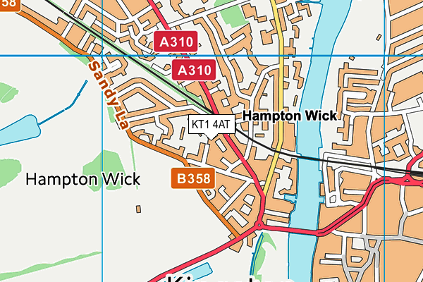 KT1 4AT map - OS VectorMap District (Ordnance Survey)