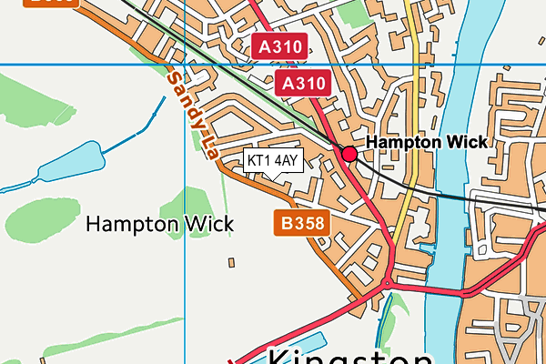 KT1 4AY map - OS VectorMap District (Ordnance Survey)