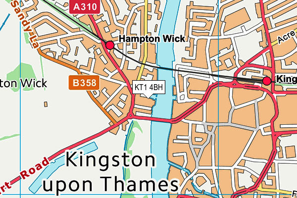 KT1 4BH map - OS VectorMap District (Ordnance Survey)