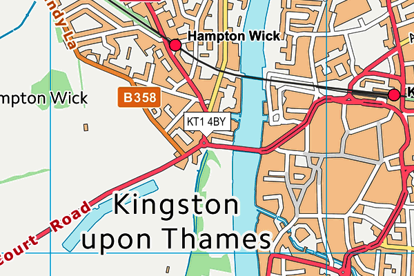 KT1 4BY map - OS VectorMap District (Ordnance Survey)