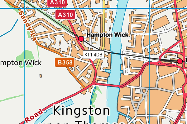 KT1 4DB map - OS VectorMap District (Ordnance Survey)