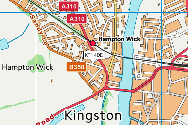 KT1 4DE map - OS VectorMap District (Ordnance Survey)