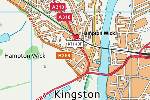 KT1 4DF map - OS VectorMap District (Ordnance Survey)