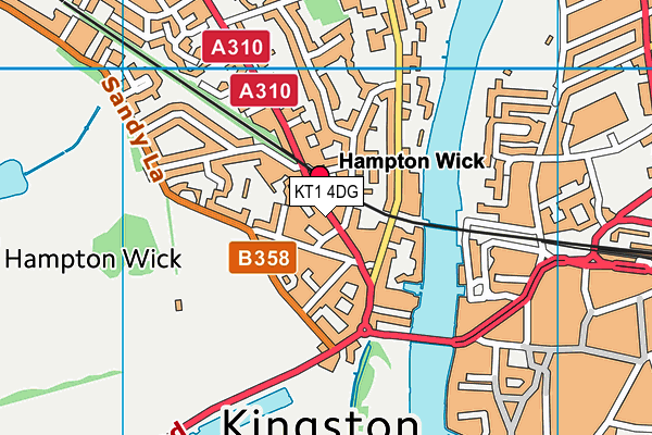KT1 4DG map - OS VectorMap District (Ordnance Survey)