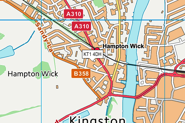 KT1 4DH map - OS VectorMap District (Ordnance Survey)