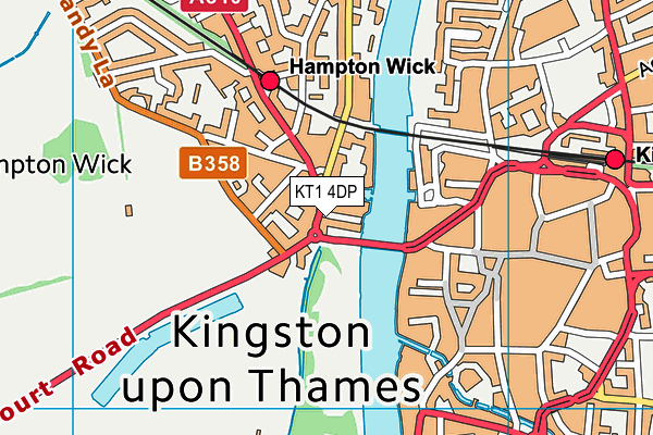 KT1 4DP map - OS VectorMap District (Ordnance Survey)