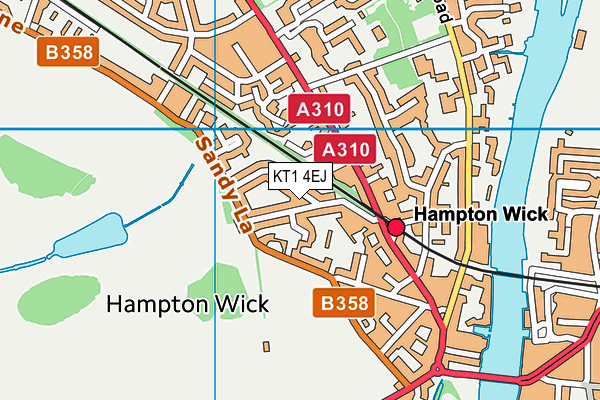 KT1 4EJ map - OS VectorMap District (Ordnance Survey)