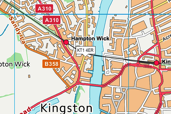 KT1 4ER map - OS VectorMap District (Ordnance Survey)