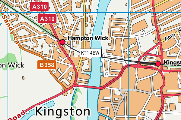 KT1 4EW map - OS VectorMap District (Ordnance Survey)