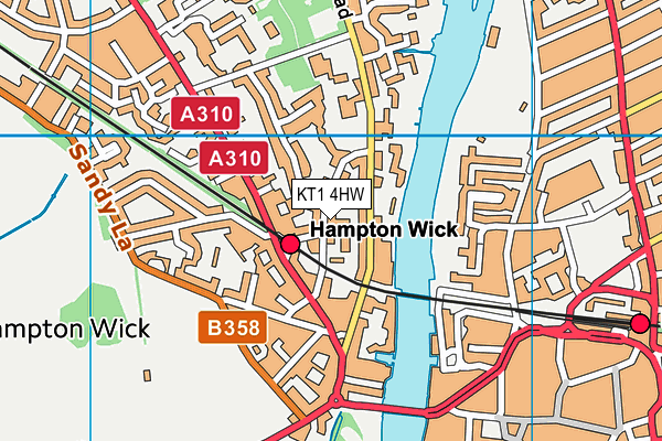 KT1 4HW map - OS VectorMap District (Ordnance Survey)