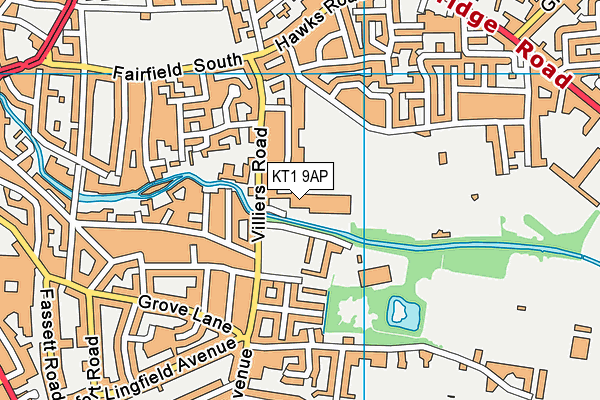 KT1 9AP map - OS VectorMap District (Ordnance Survey)