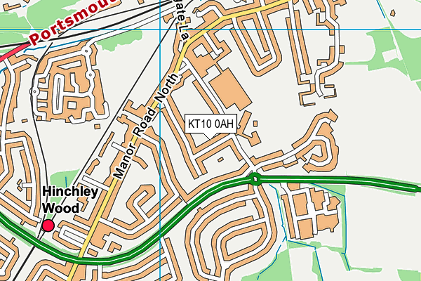 KT10 0AH map - OS VectorMap District (Ordnance Survey)
