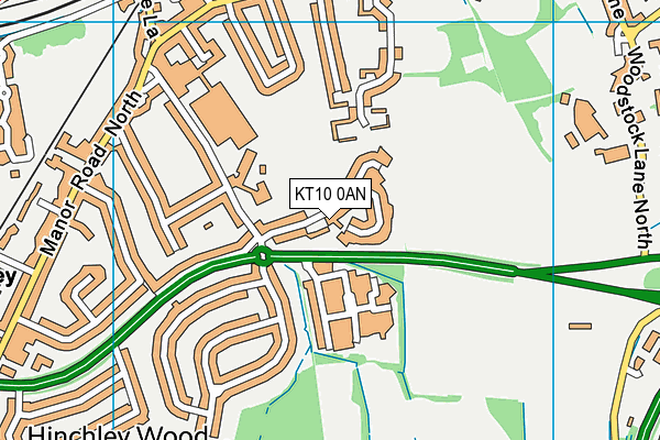KT10 0AN map - OS VectorMap District (Ordnance Survey)