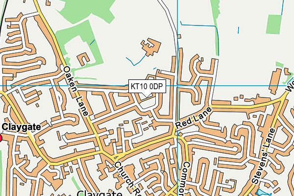 KT10 0DP map - OS VectorMap District (Ordnance Survey)