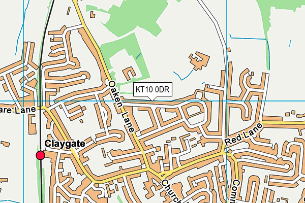 KT10 0DR map - OS VectorMap District (Ordnance Survey)