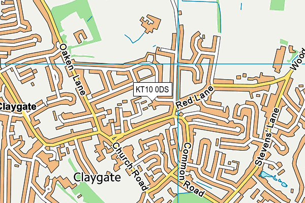 KT10 0DS map - OS VectorMap District (Ordnance Survey)