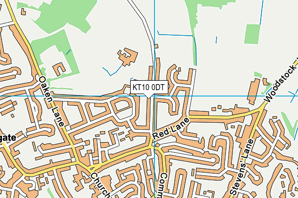 KT10 0DT map - OS VectorMap District (Ordnance Survey)