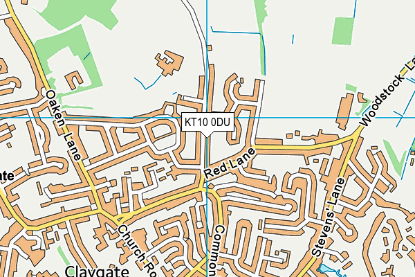 KT10 0DU map - OS VectorMap District (Ordnance Survey)