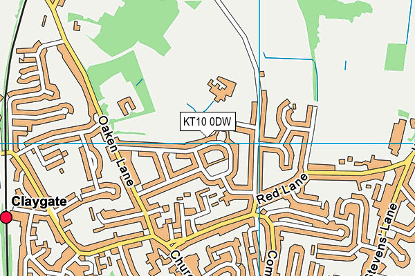KT10 0DW map - OS VectorMap District (Ordnance Survey)