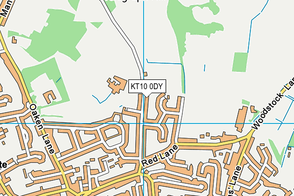 KT10 0DY map - OS VectorMap District (Ordnance Survey)